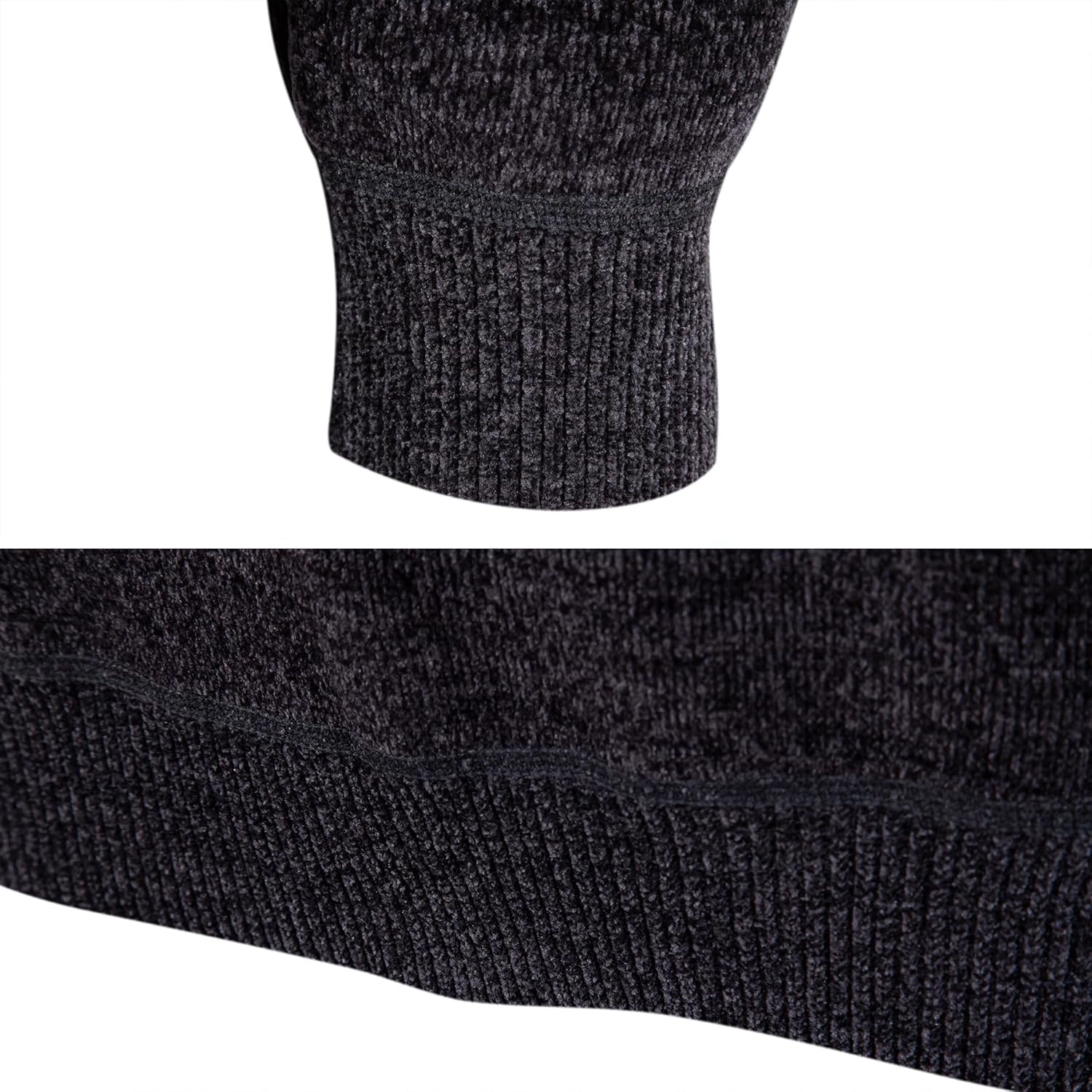 Mens Quarter Zip Pullover Mock Neck Slim Fit Striped Knit Sweaters Casual Fall Winter Lightweight Polo Sweater - Image 5