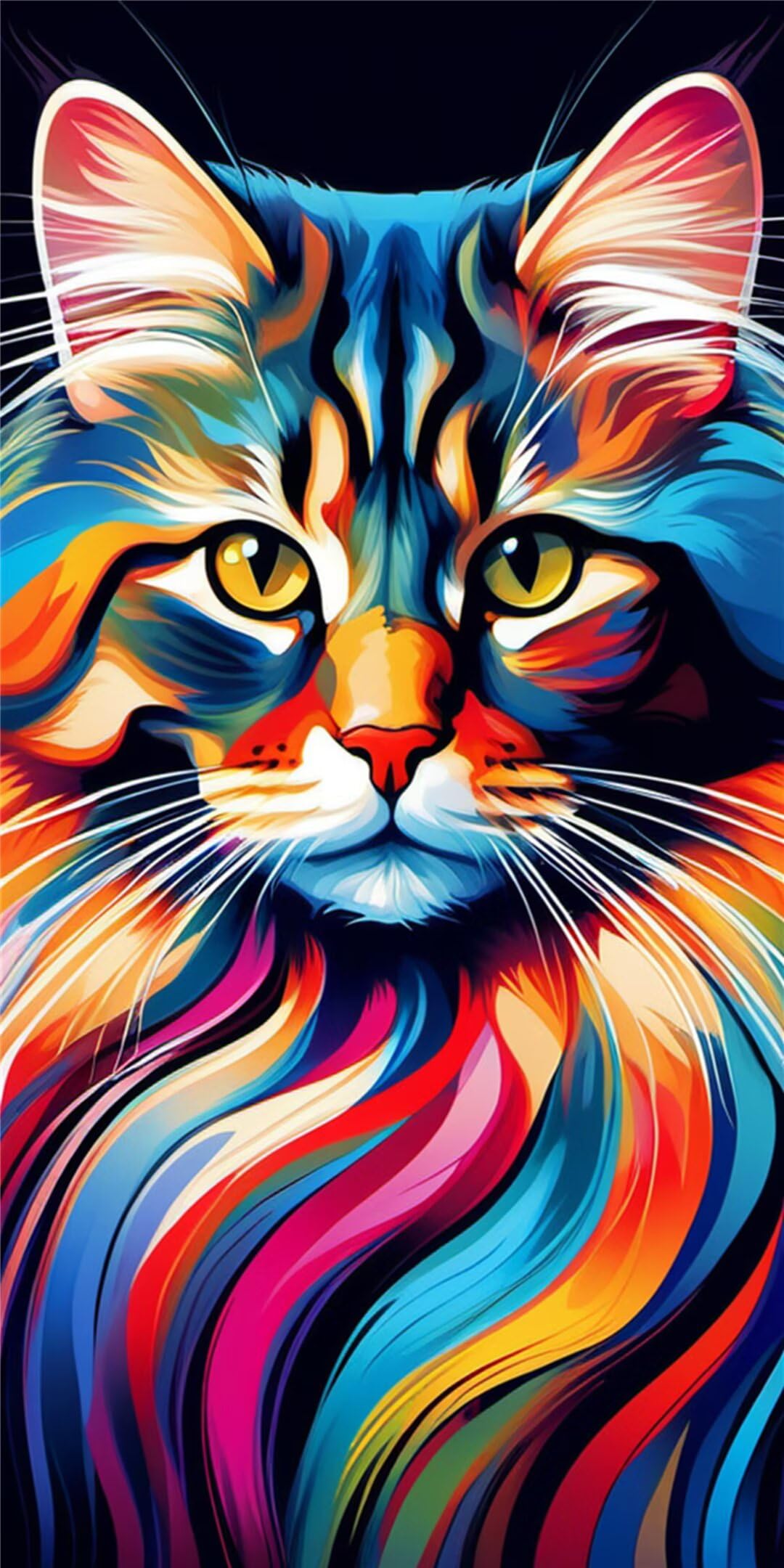 Diamond Painting Kit Complet DIY Chats Colorés 40x80cm