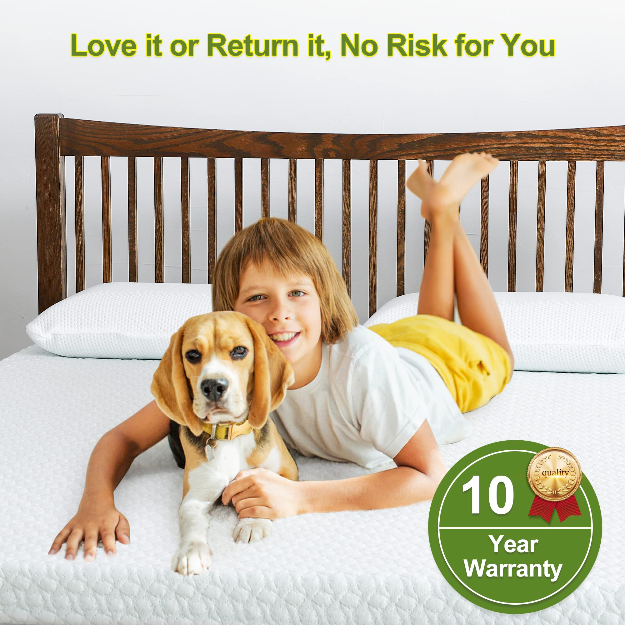 Mattress Topper King, Homhougo 3 Inch Green Tea Memory Foam Mattress