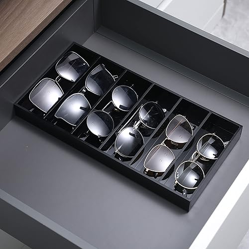 Miniatura 2 de MyGift Organizador de lentes de sol de acrílico negro de alta calidad, bandeja para anteojos con 6 ranuras, organizador de almacenamiento de joyas