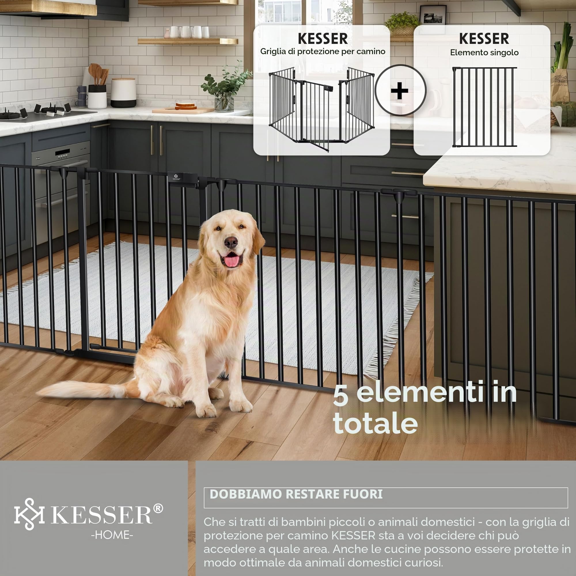 KESSER® Cancelletto di protezione per camino con porta in metallo, per sicurezza per bambini,