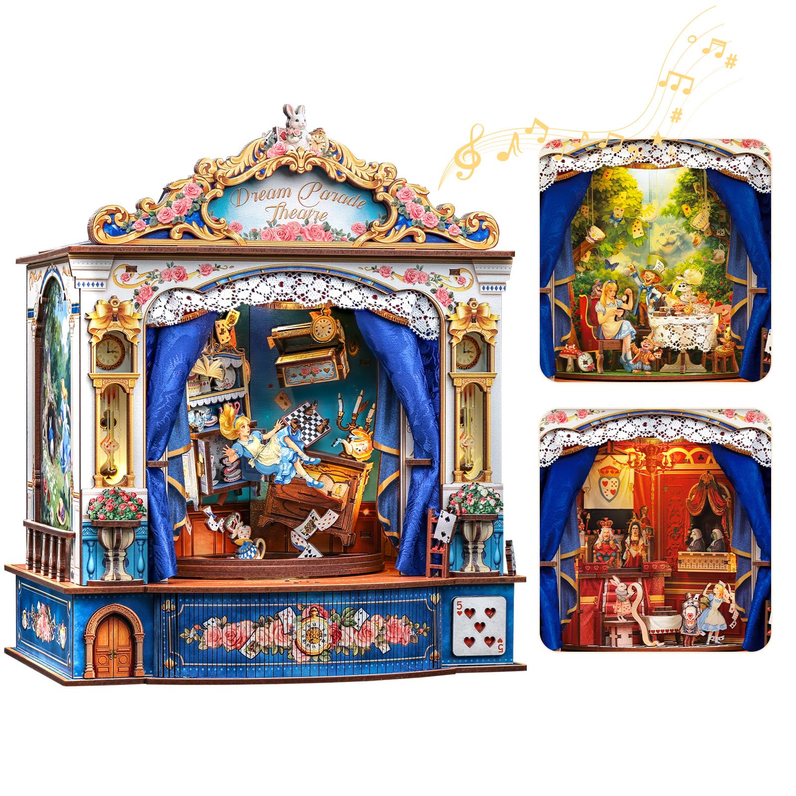 CUTEBEE 3D Drewniany Puzzle Skrzynka Muzyczna z Obrotową Sceną