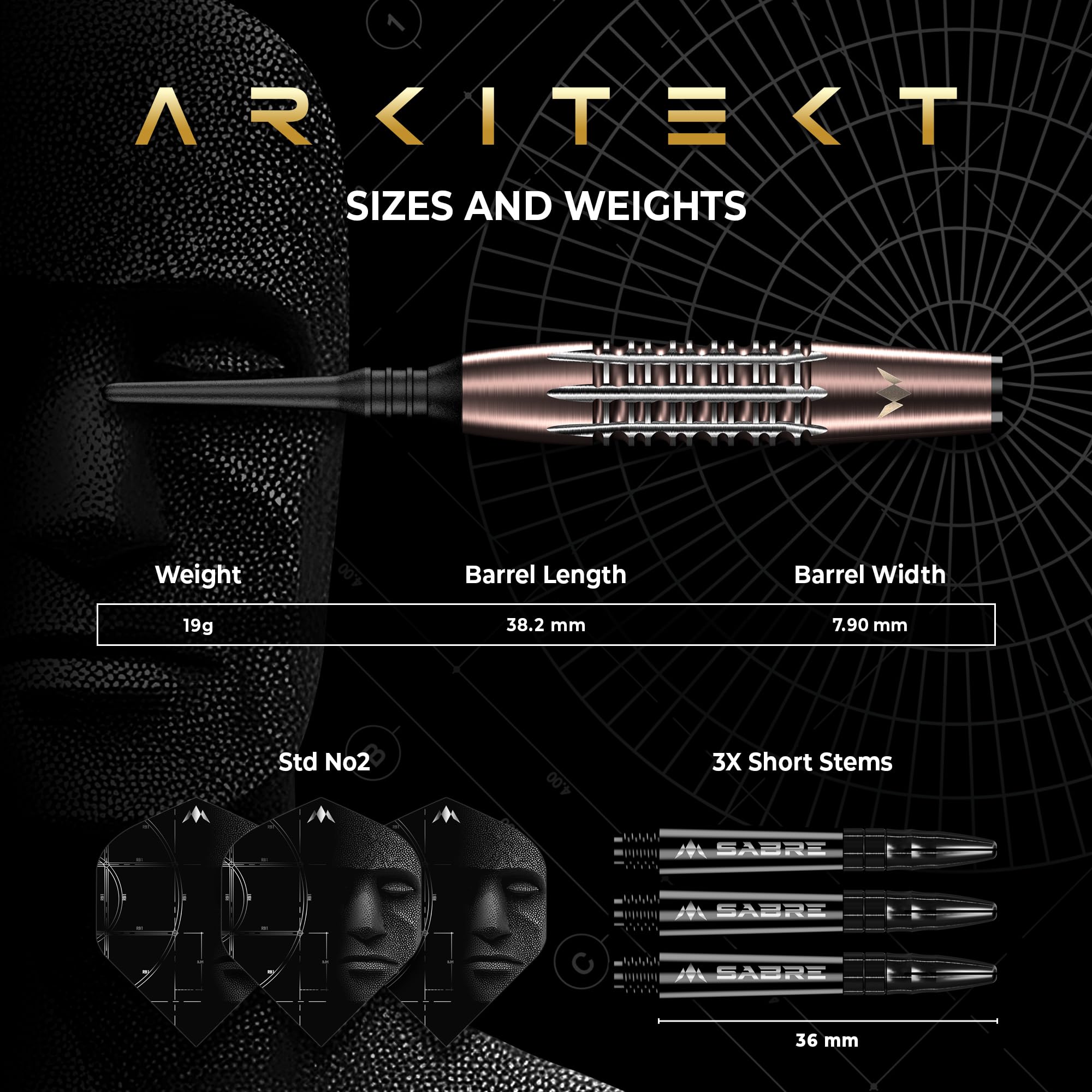Mission Darts | Arkitekt | Freccette a punta morbida | 90% tungsteno | bronzo silice PVD | 19 g