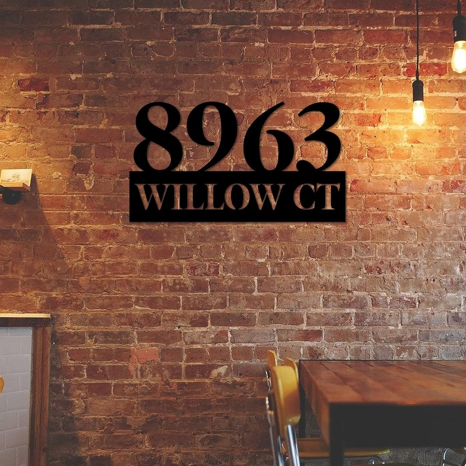 Address Sign Personalized House Number Sign Wall Mounted Sign Outdoor Decor Aluminum Retro for House, Street, Front Door 3D Easy Mounting Wedding Housewarming Gifts 24Inch Black