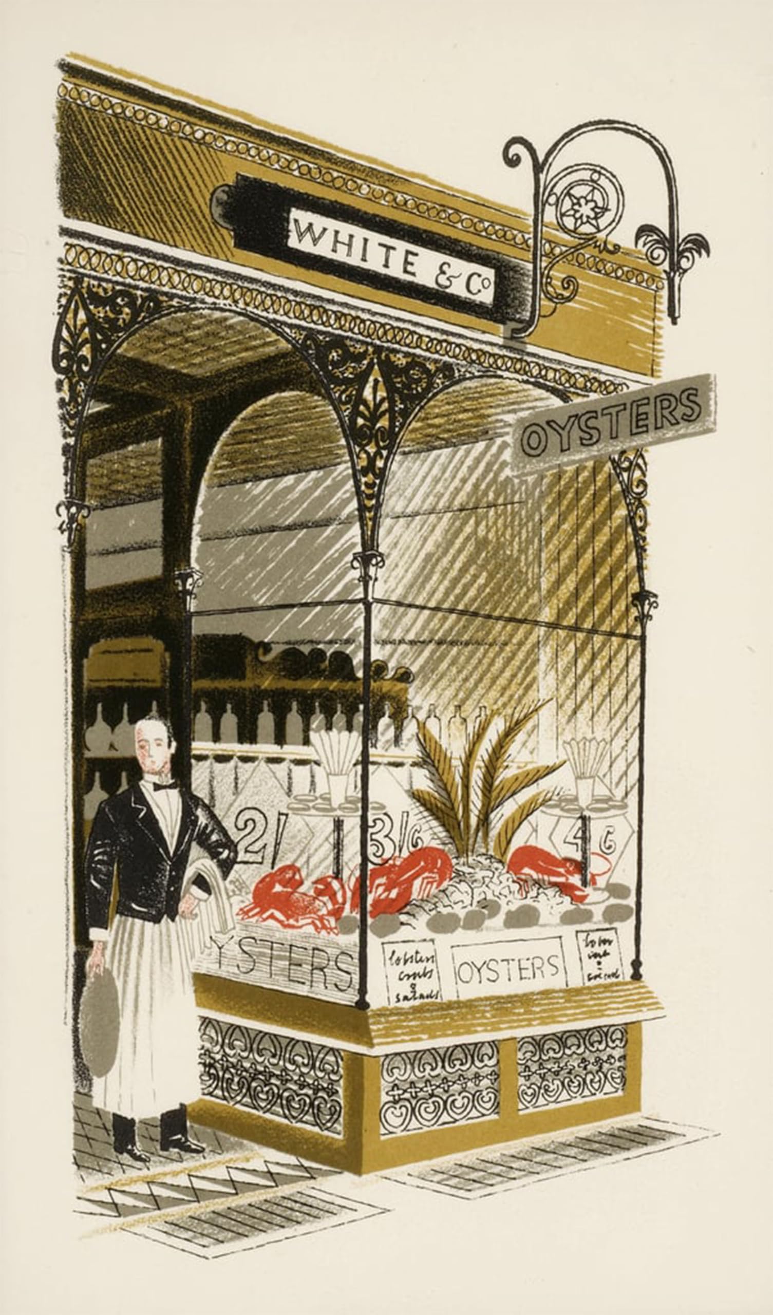 SERENDIPITP Vintage Wall Art Canvas Nordic Poster Canvas Print Picture Oyster Bar by Eric Ravilious Wall Art Poster for Home Decor 60x90cm