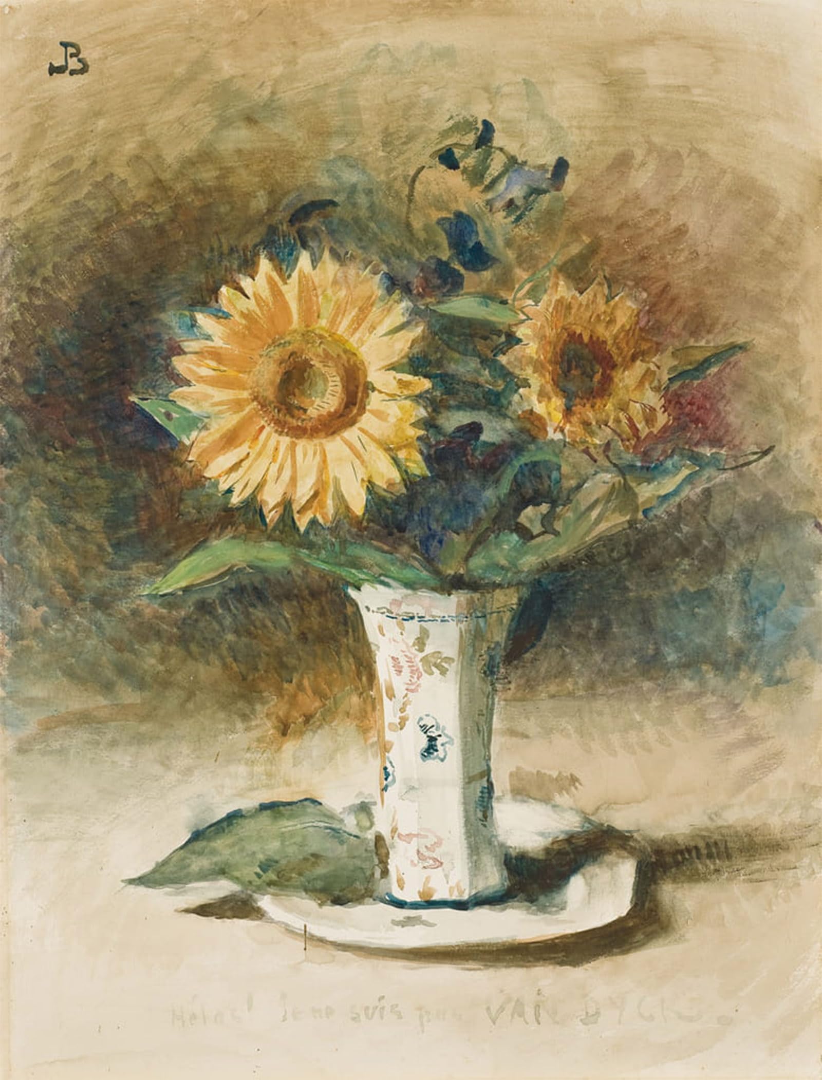 ARTXLXXBN Famous Painting Canvas Artwork Graffiti Print Two Sunflowers in a Vase by Leon Florentin Bonnat Portrait Canvas Image for Home Decor 60x90cm