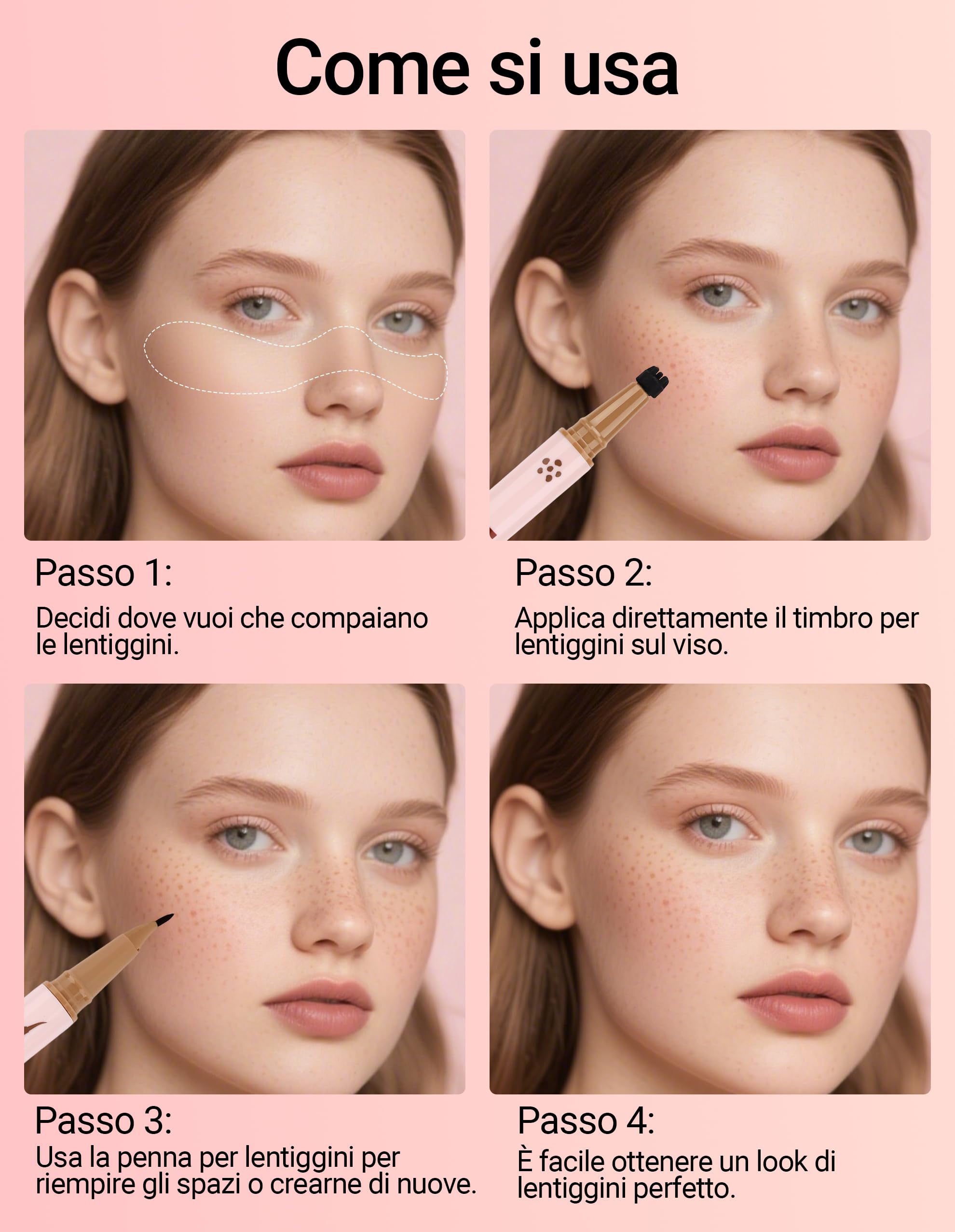 Erinde 2 in 1 Doppia Punta Penna per Lentiggini & Tampone per Lentiggini, Impermeabile e Durevole Freckle Tattoo, con Punta Precisa a 15°, Realistico Tatuaggio Liquido Naturale per Lentiggini #01+02