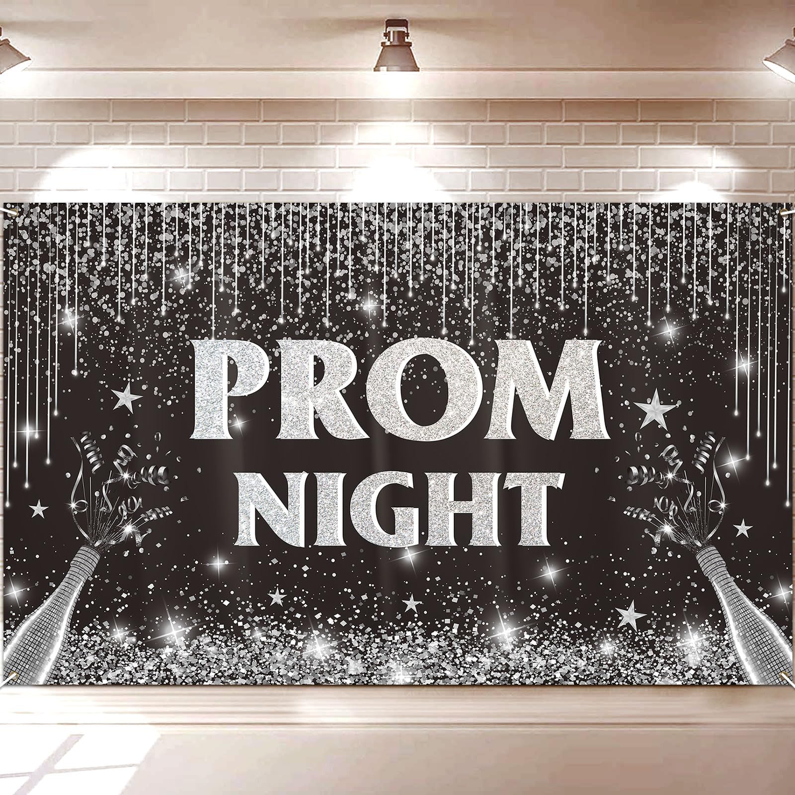 Prom Decorations 2026, 71 x 43Inch 2026 Graduation Party Decoration Silver Glitter Photography Background, Graduation Party Decorations Prom Parties Decoration Supplies