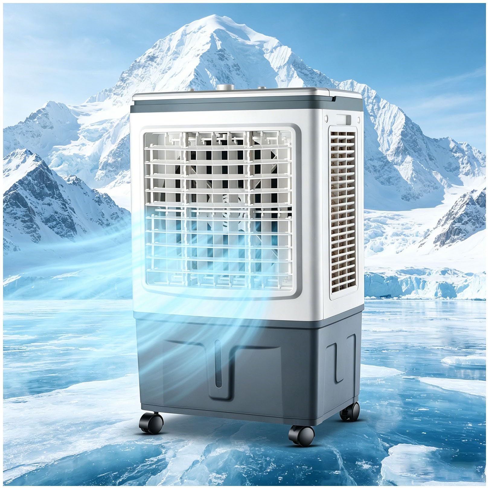 3-in-1 Evaporative Air Cooler & Fan, 30L Tank 10-12h, 1758 CFM, 120° Left-Right Swing, 360° Wheels, 3 Speeds, No Window Kit, 100W, for Bedroom Outdoor