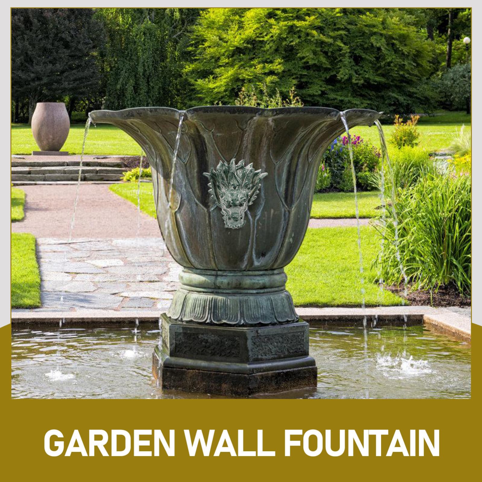 Mikikit Fontana da Parete Fontana d Acqua Esterna in Resina a Forma di Testa di Drago Facile Installazione Decorazione Elegante e Lussuosa Raffinata per Giardino e Villa