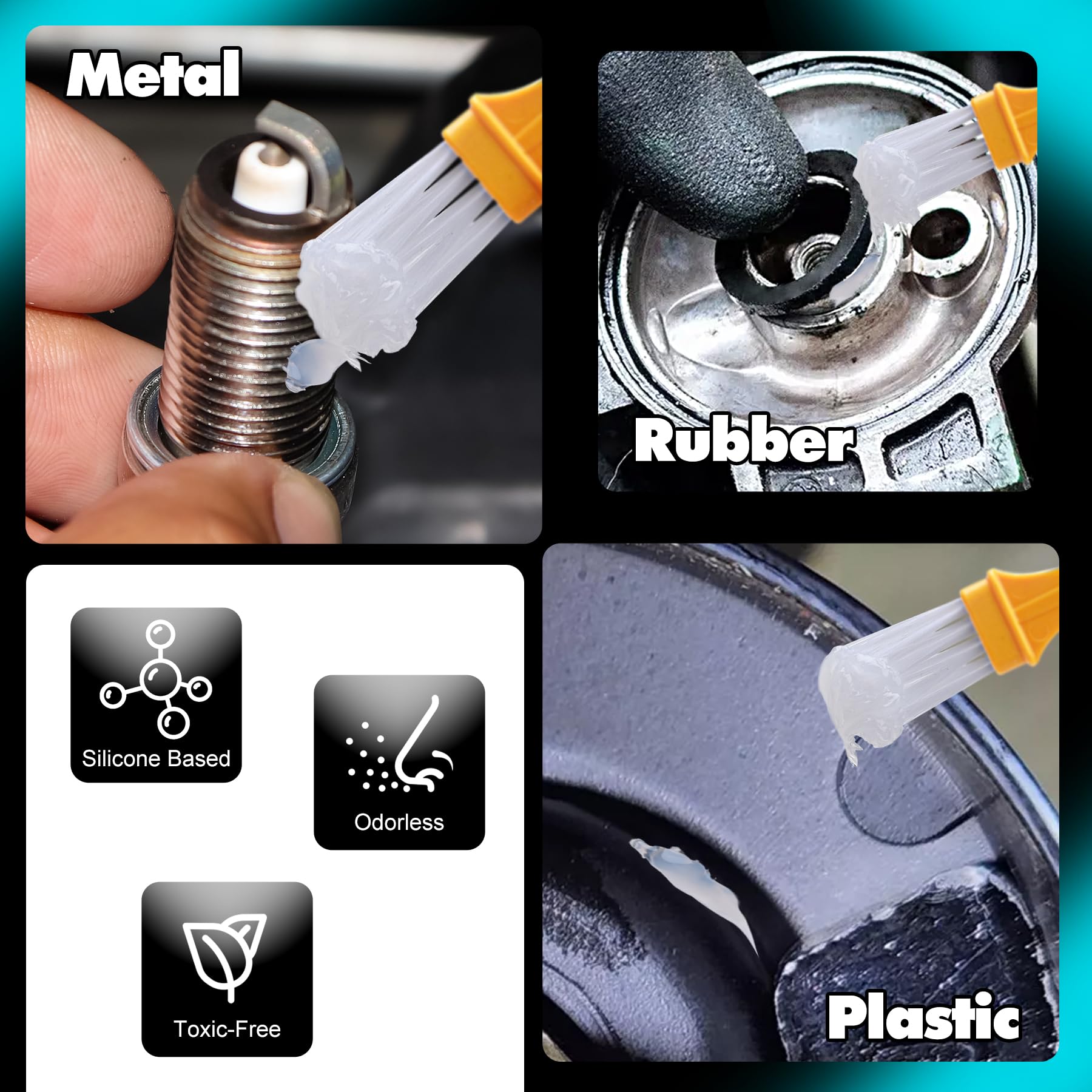 Grasa de silicona, 114g 100% lubricante de silicona, utilizado para conectores eléctricos, velas de encendido, terminales de batería, frenos