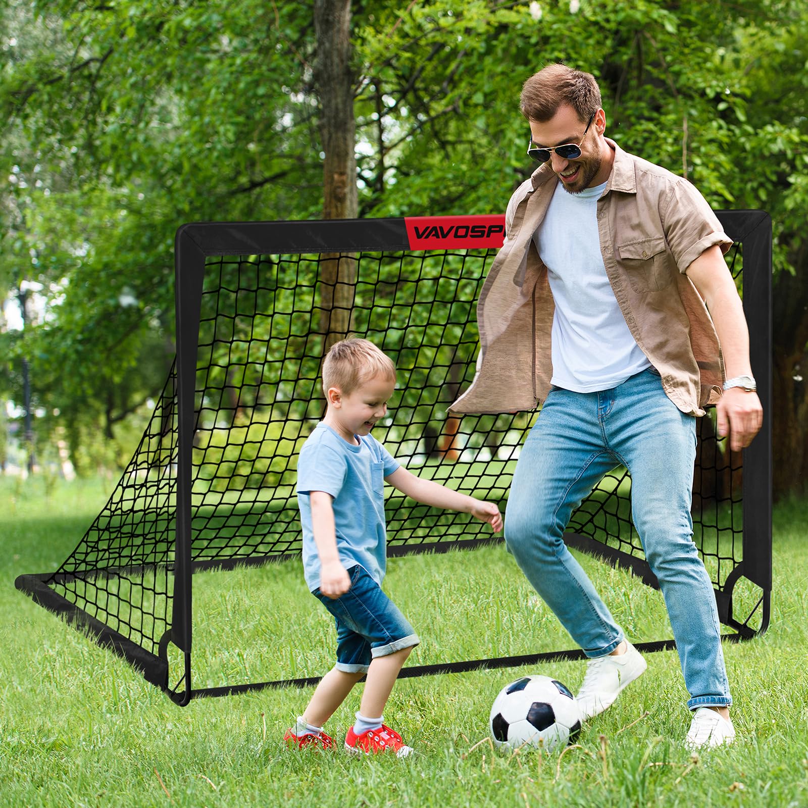 Soccer Goals for Backyard Set - 2 of 5' x 3.6' Portable Soccer Goal Training Equipment, Pop Up Soccer Net with Soccer Ball, Soccer Set for Games, Sports view 6