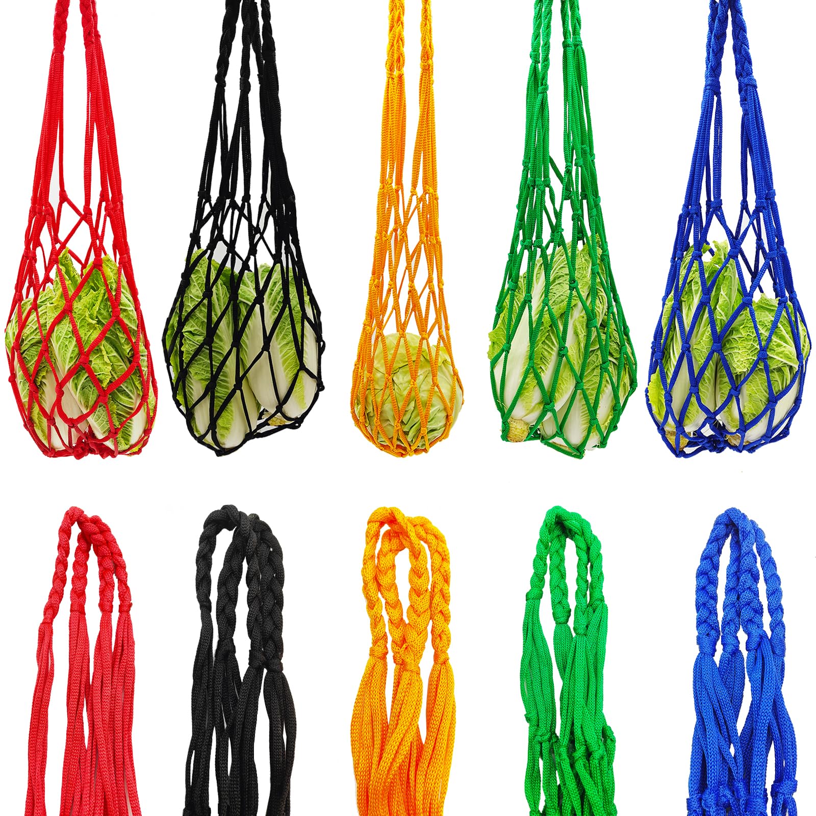 Chicken Vegetable Fruit Hanging Feeder, 5Pcs Reusable Chicken Vegetable String Bag, Chicken Coop Toys, Poultry Feeding Tool for Hens,Duck,Goose