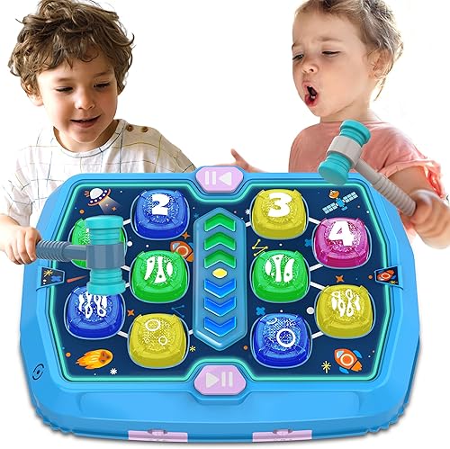 Miniatura 8 de Whack Game Mole para niños pequeños, juguetes para niños de 3, 4, 5, 6 años, juguetes interactivos para niños de 3 a 5 años, 3 modos, 2 martillos,