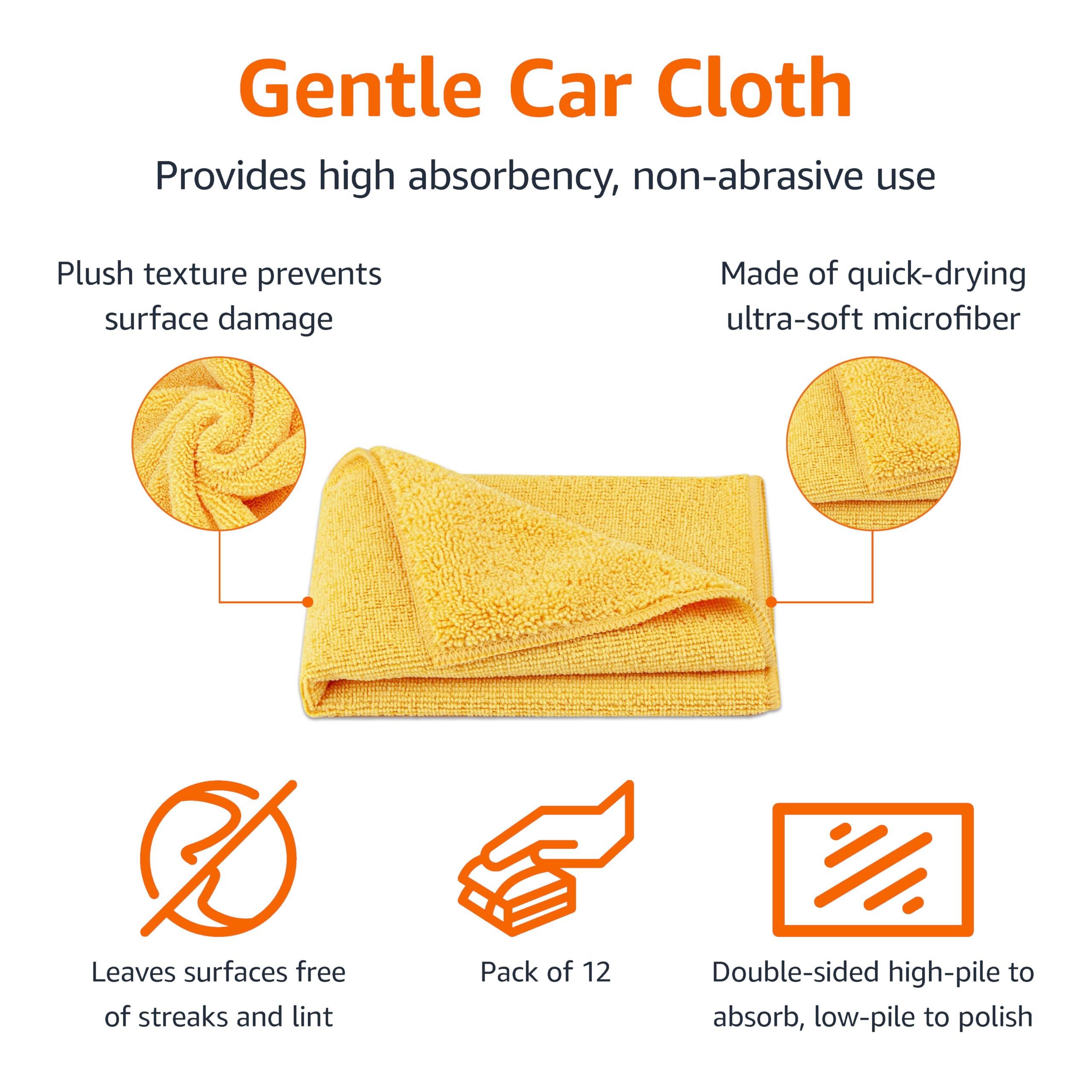Amazon Basics Microfiber Car Drying Towels 12-Pack Lint Free Scratch Free Highly Absorbent Drying Towel for Cars 16 — view 2