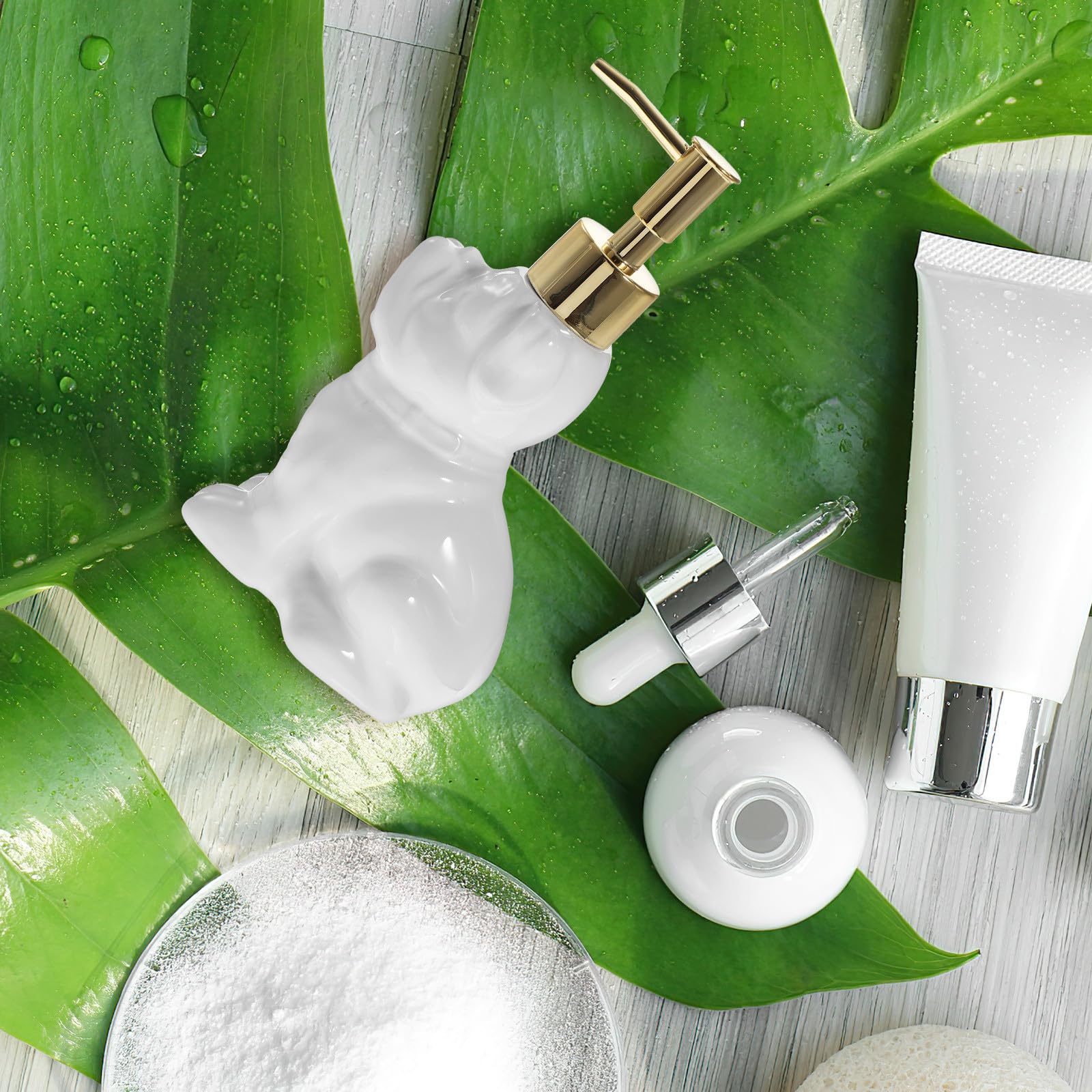Dosificador de Jabón de Cerámica Blanco 280ml Bomba Antirretorno, Diseño Moderno y Elegante para Baño y Ducha