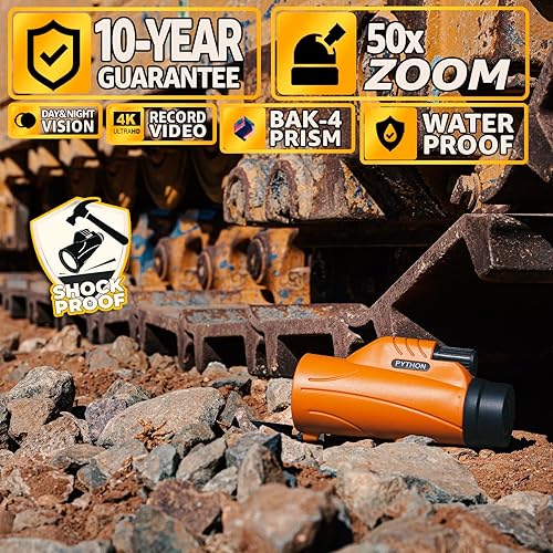 Miniatura 5 de Python Telescopio monocular de visión clara HD de 12 x 45 con Python 10x42 HD Explorer Telescopio monocular para adultos de alta potencia BAK4 Prism