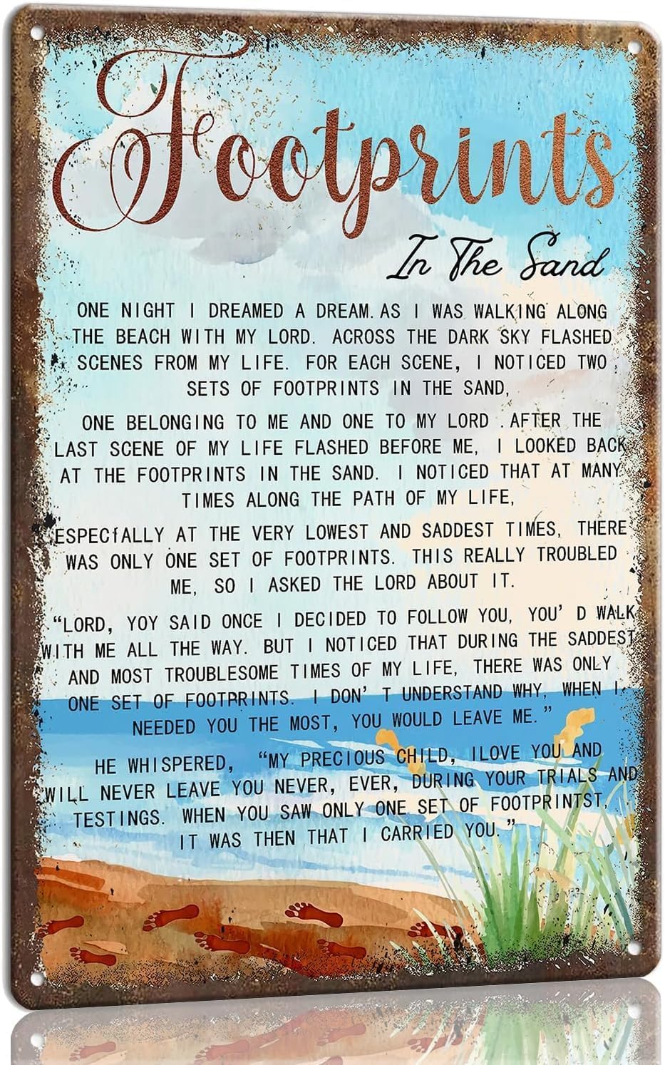 Kwqdozf Tin Sign-1 12X16inch Footprints In The Sand Vintage Metal Aluminum Tin Sign Door Signs