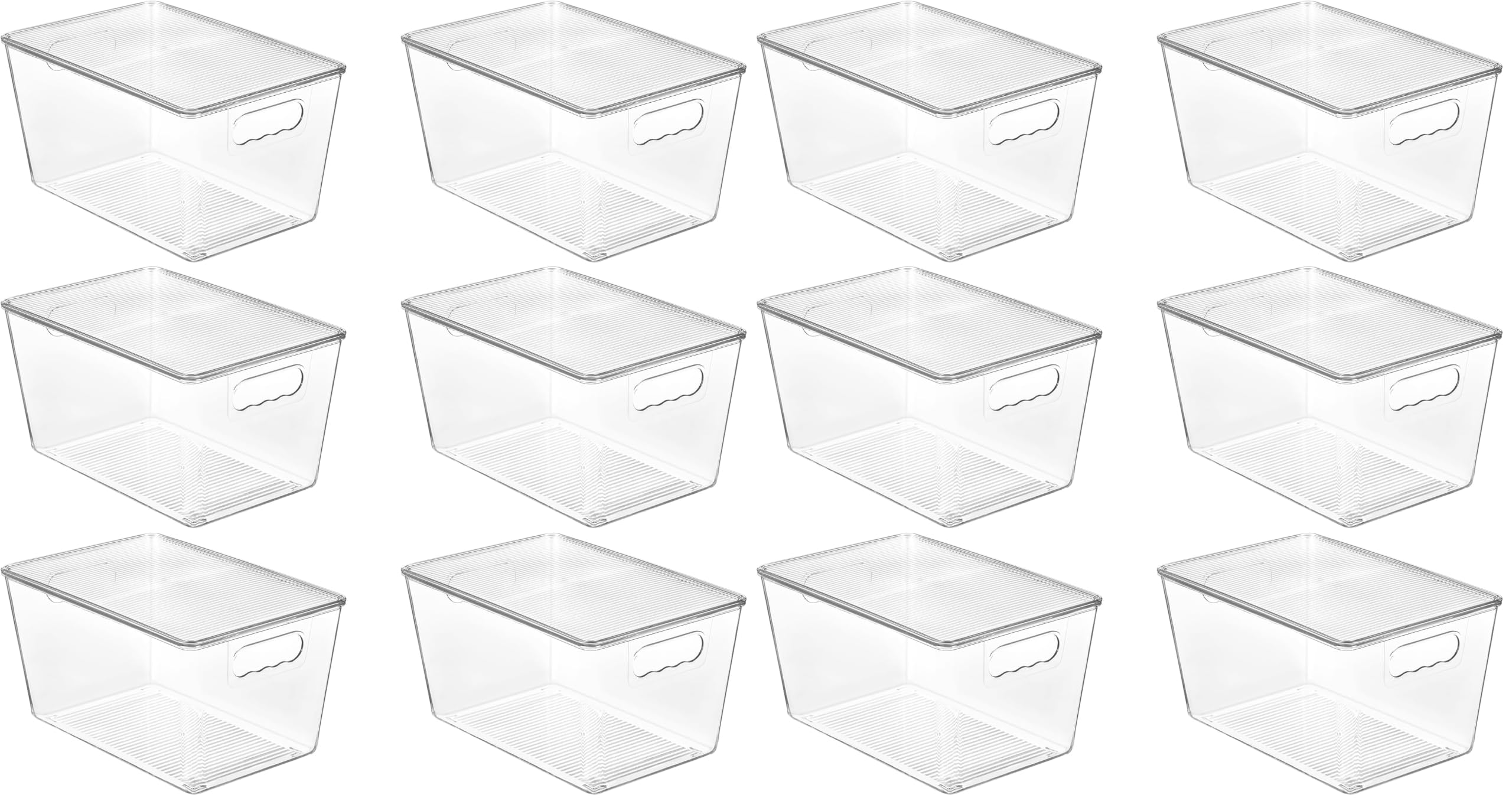 Vtopmart 6 Stück Aufbewahrungsboxen mit Deckel, Ordnungsboxen stapelbar-L (Packung mit 2)