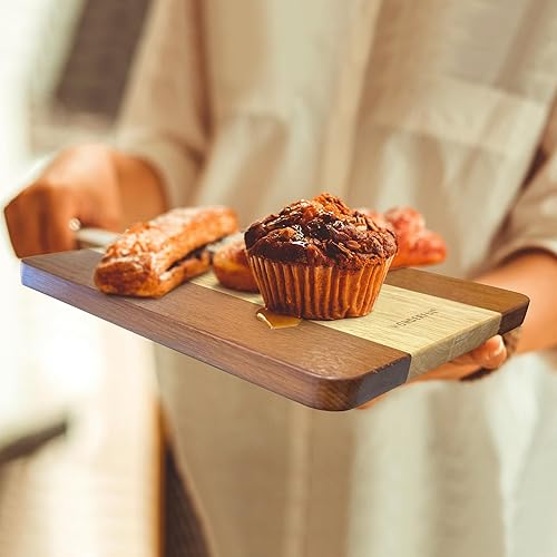 Miniatura 5 de Wonderful Tabla de cortar de madera pura estilo tiramisú con mango para cortar cocina, queso y bandeja de servir alimentos, tablas de charcutería