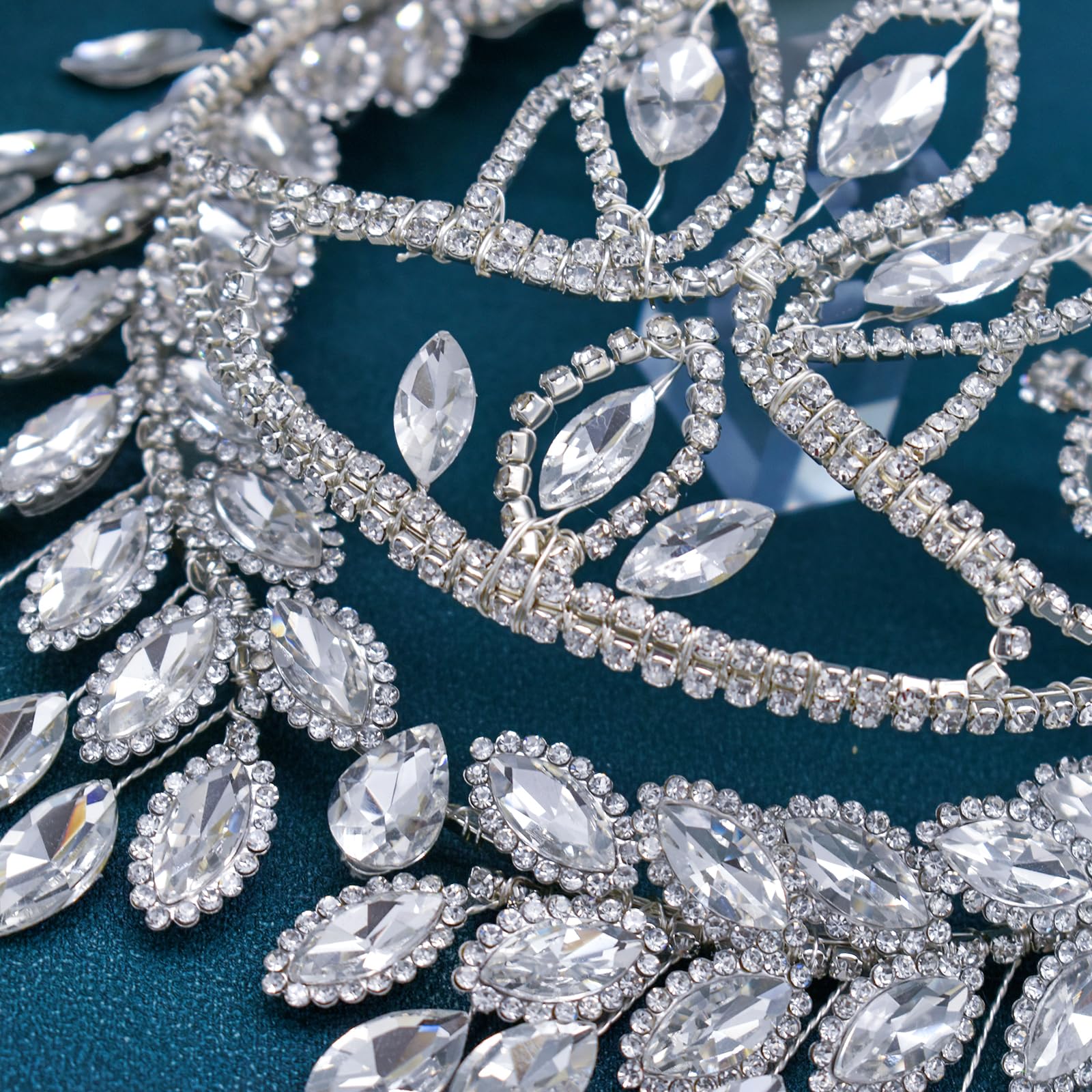 Diadema de boda, tocado nupcial con diamantes de imitación