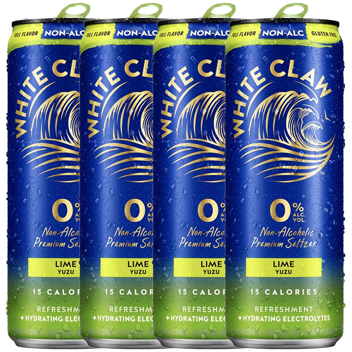 White Claw 4 Pack 0% Alcohol Lime Yuzu Non-Alcoholic Premium Non-Hard Seltzer | 15 Calories, Gluten Free, Hydrating Electrolytes
