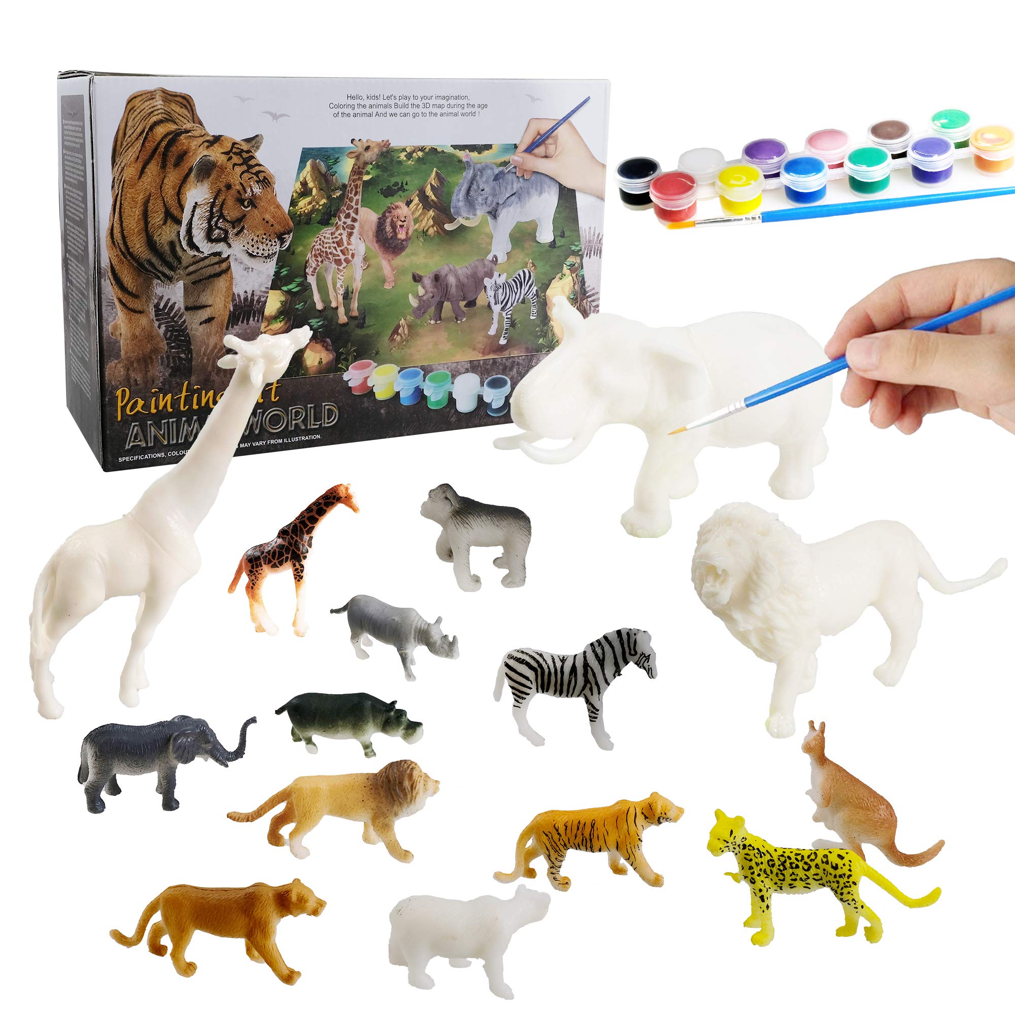 Animals Painting Kits, DIY Animal Crafts and Supplies Set Painting Kit, Giraffe Lion Elephant Modeling, STEM Educational S...
