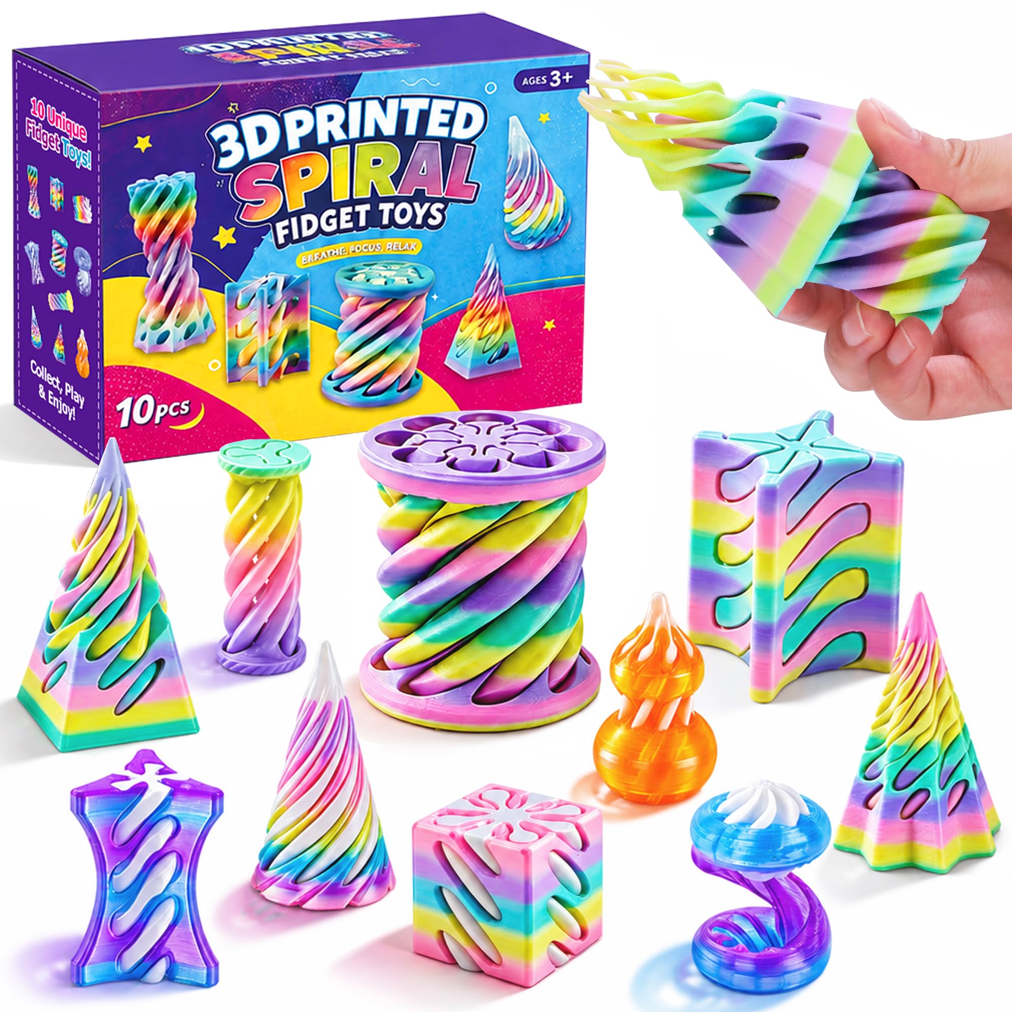 XIMISHOP 10Pcs Spiral Cone Toy 3D Printed Impossible Cone Fidget