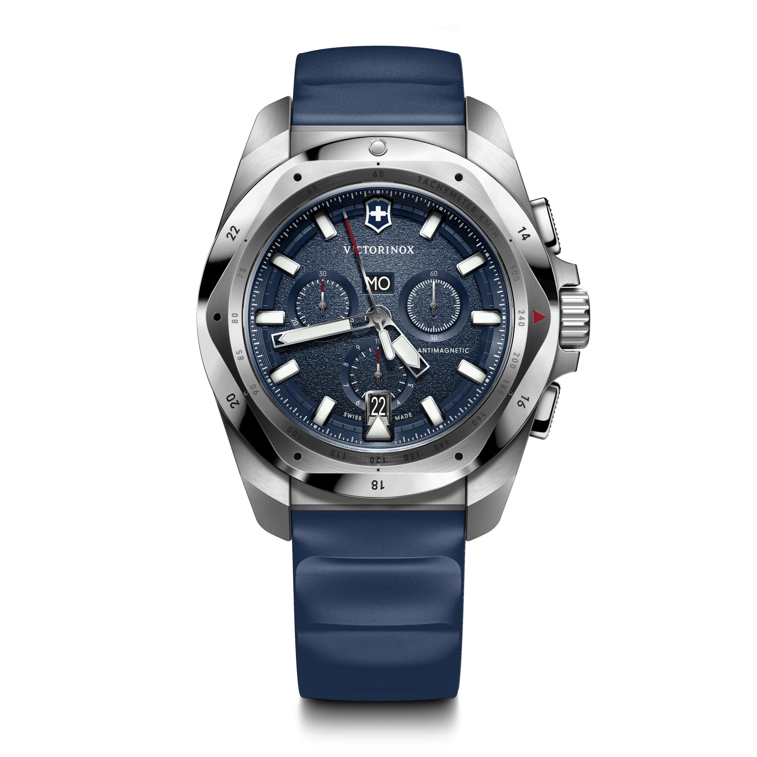 I.N.O.X. Chrono, Large Swiss Made Men's Watch, Blue Dial, 43 mm, 200m Water Resistant, Blue Rubber Strap, Quartz Chronograph Wrist Watch for Men | 241984