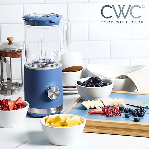 Miniatura 2 de COOK WITH COLOR Batidora de 300 vatios potente control de 2 velocidades con pulso, cuchillas de acero inoxidable de 4 puntas, frasco de 25 oz (25.4