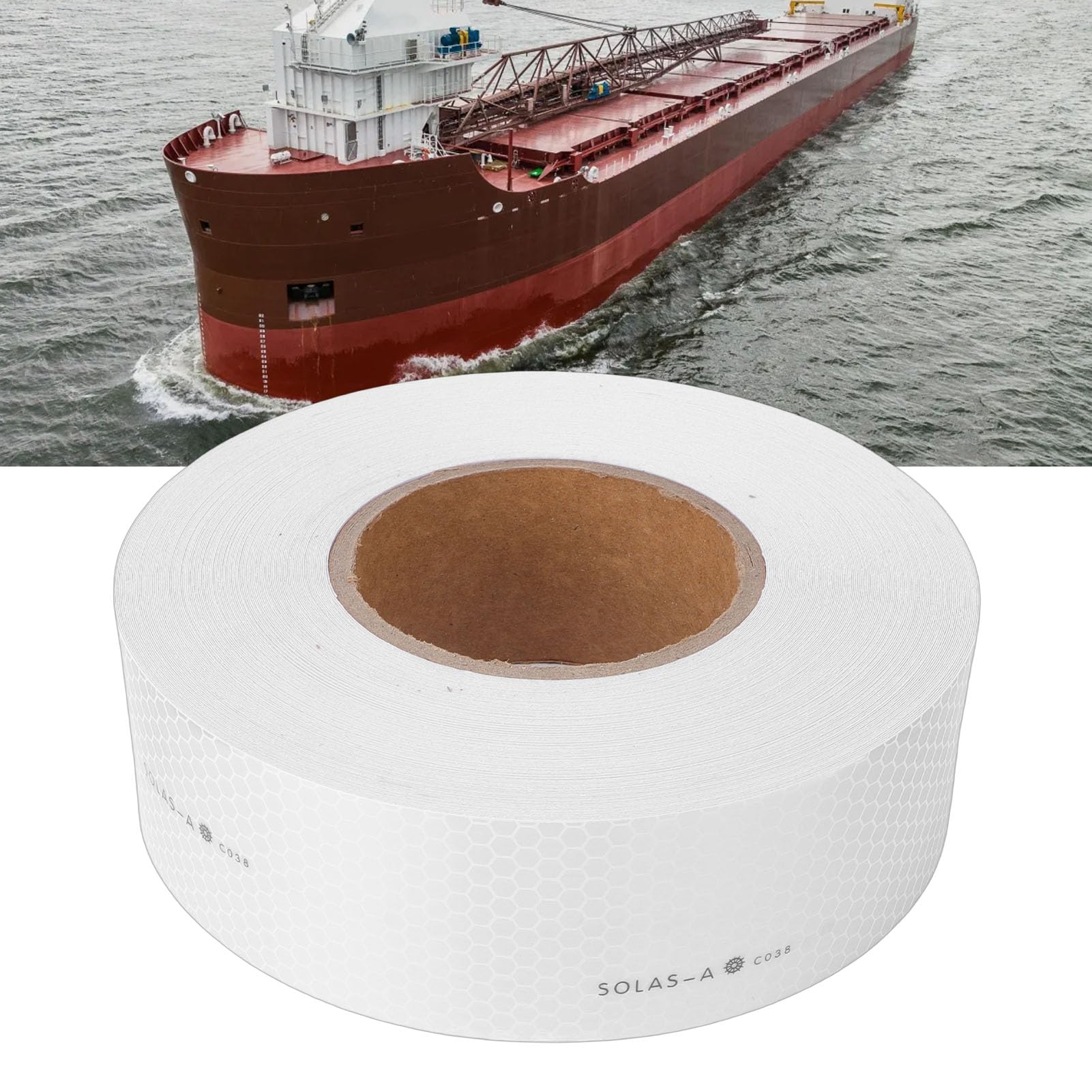 Tbest Bande Réfléchissante, Bande D'avertissement de sécurité Maritime Haute visibilité, Excellente visibilité Réfléchissante, Hexagonale Certifiée Beehive 50 Mm X 45,7 M pour