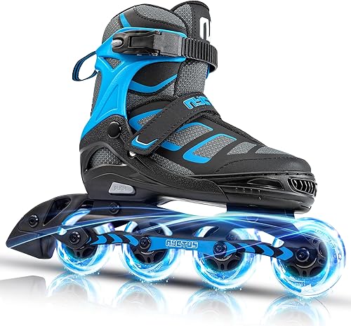 Nyctus Patines en línea para niños y adultos, cuchillas de rodillo ajustables para niñas y niños, hombres y mujeres con ruedas de luz completa para