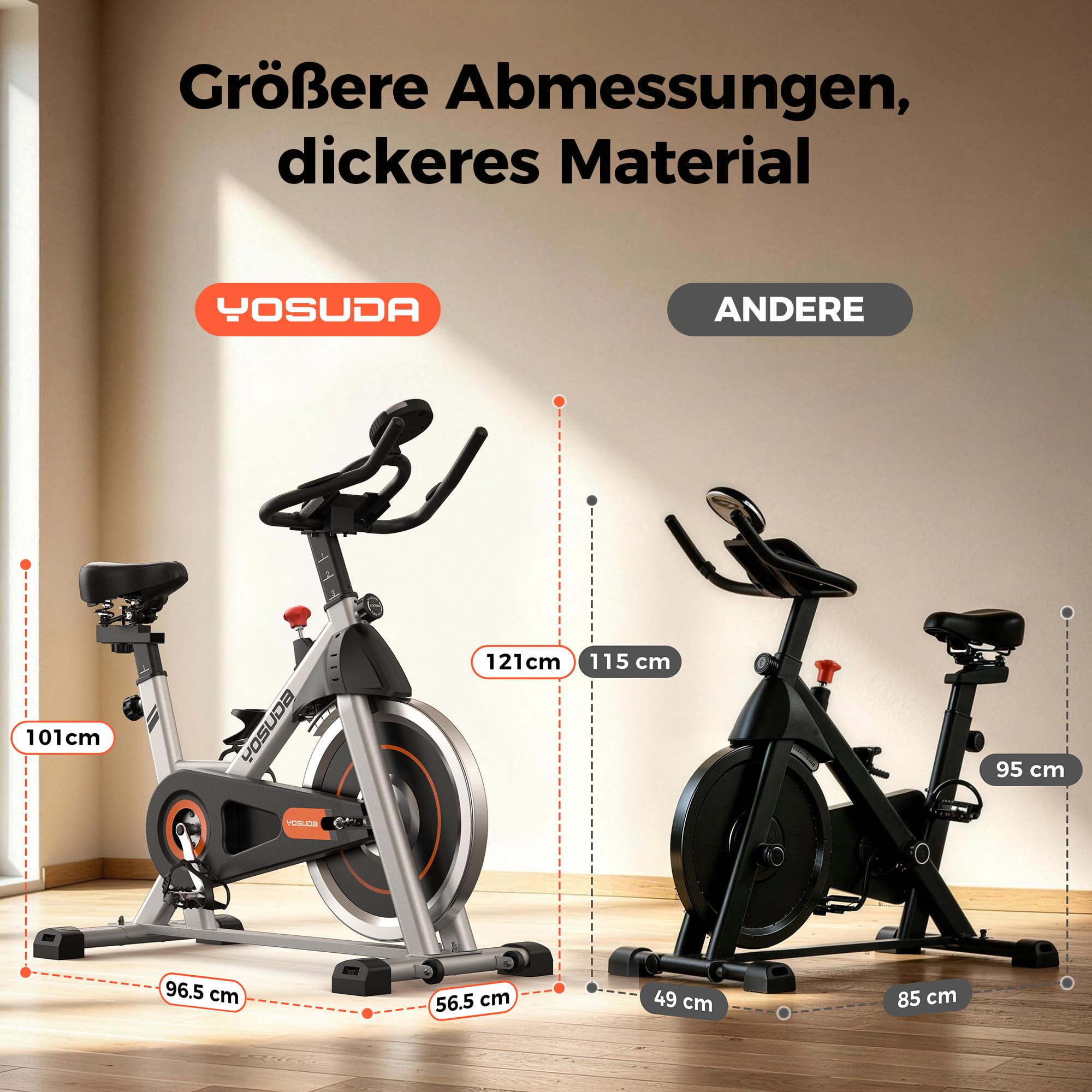 【2026 Aktualisiert】YOSUDA Heimtrainer Fahrrad,Leises Hometrainer Fahrrad mit Einstellbarem Magnetischem Widerstand, LED-Monitor, Tablet-Halter, Spining Bike Inndoor für Kardiotraining zu Hause