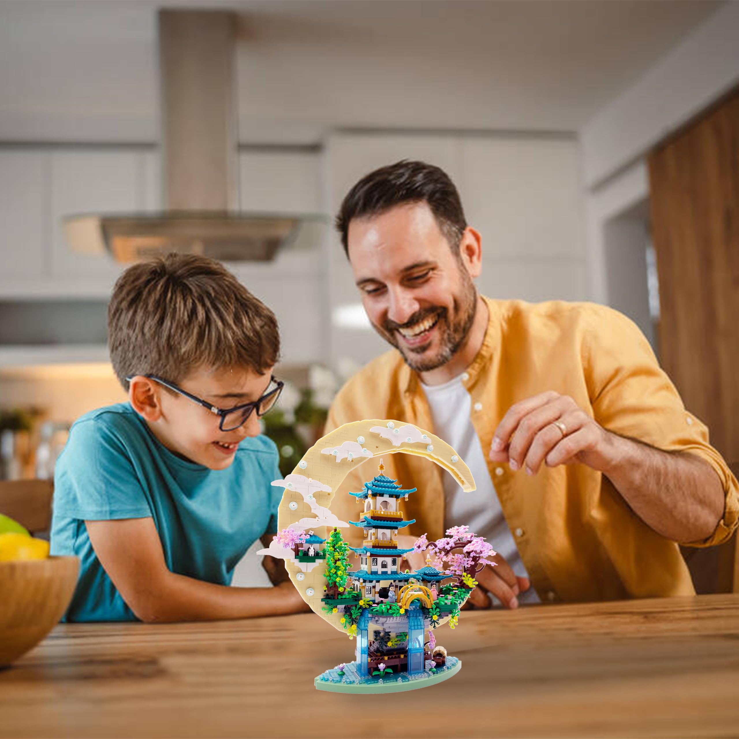 4288 PCS Cherry Blossom Tree Building Set for Adults Teens，Chinese Moon Palace Architecture Model，Micro Japanese Sakura Tree House, Mini Cherry Bonsai Tree Bricks, Creative Gift for Kids 14+