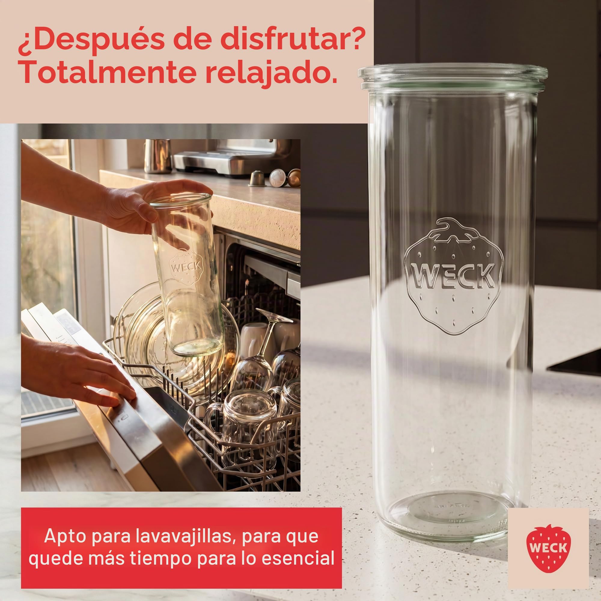 Weck Tarros de 1500 ml, juego de 6 con tapas, forma de gota, tarros de almacenamiento robustos y apilables y tarros de conserva, ideales para preparación de comidas, masa madre y fermentación