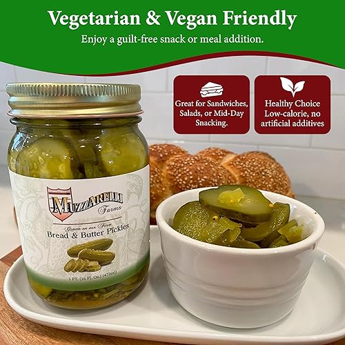Miniatura 2 de Muzzarelli Farms, encurtidos de pan y mantequilla, 16 onzas líquidas