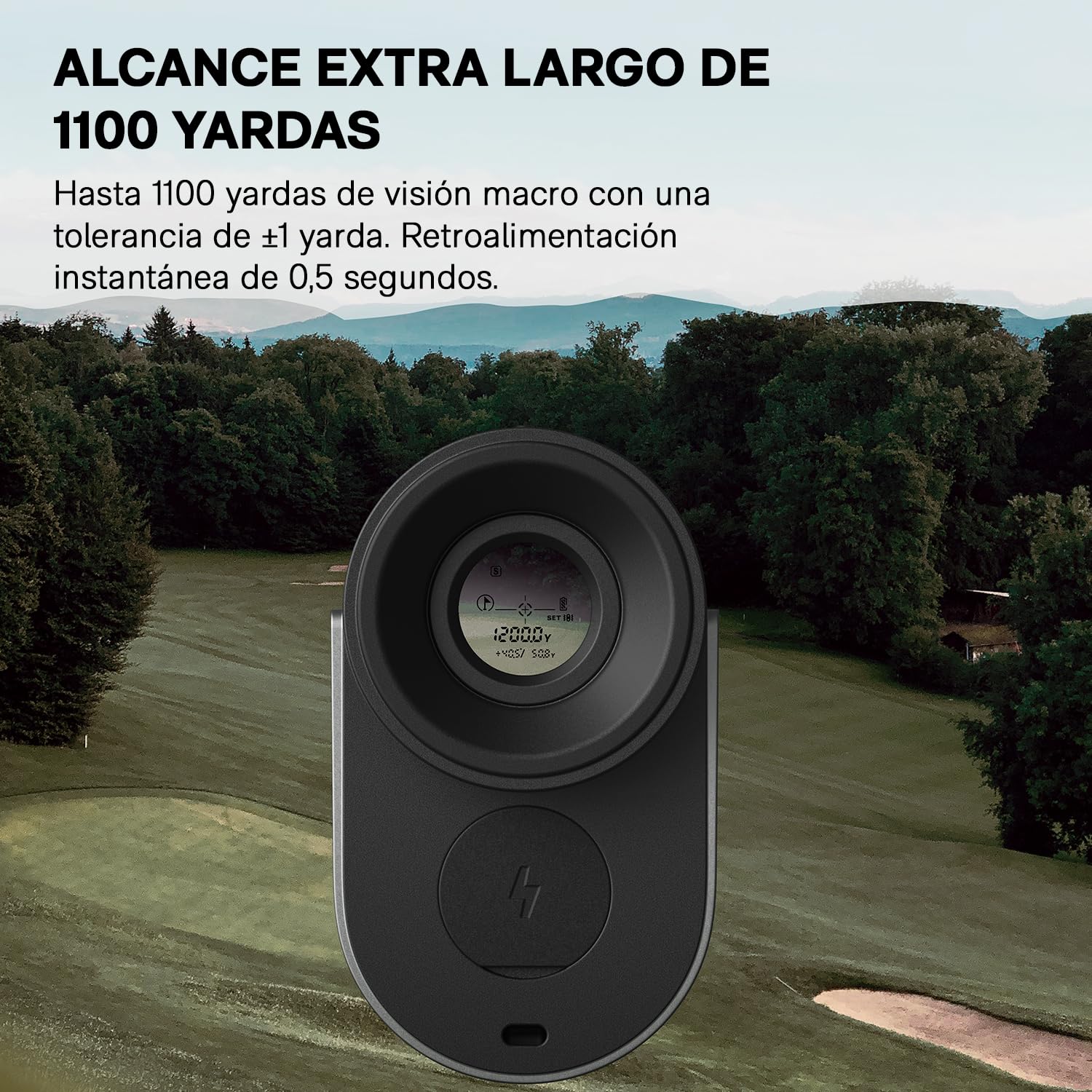 HOTO Telémetro de Golf, 1100Yardas/1000M, Medida 0.5s, Compensación de Ángulo y Bloqueo de Asta de Bandera, Medición Continua, Telémetro de Aumento 6X con Ventosa Magnética, Carga Tipo C, IPX4