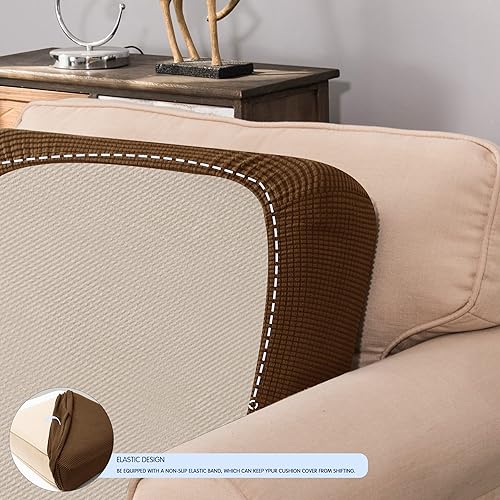Miniatura 4 de SUBRTEX Funda de cojín elástica suave para asiento de sofá, funda de elastano adecuada para 1-2-3 plazas, repuesto para protector de muebles (café,