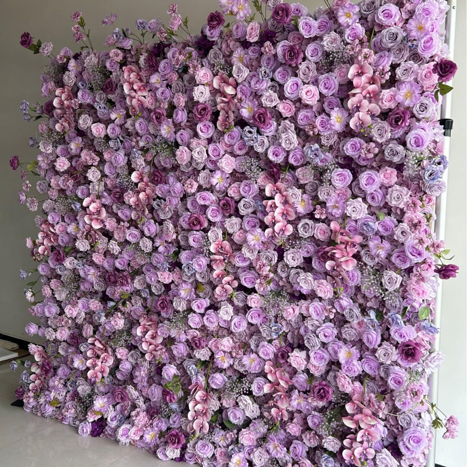 Romantische, Lilafarbene Blumenwand Aus Stoff – Handgefertigte Pflanzenhintergrundwand, Ideal Für Schaufenster, Hochzeiten Und Fotodekoration, 2,4 X 2,4 M / 7,8 X 7,8 Fuß
