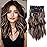 NAYOO Clip in Hair Extensions for Women 14 Inch Short Wavy Curly Dark Brown Mix Blonde Hairpieces Full Head Synthetic Hair Hairpieces(6PCS, Dark Brown Mix Blonde)