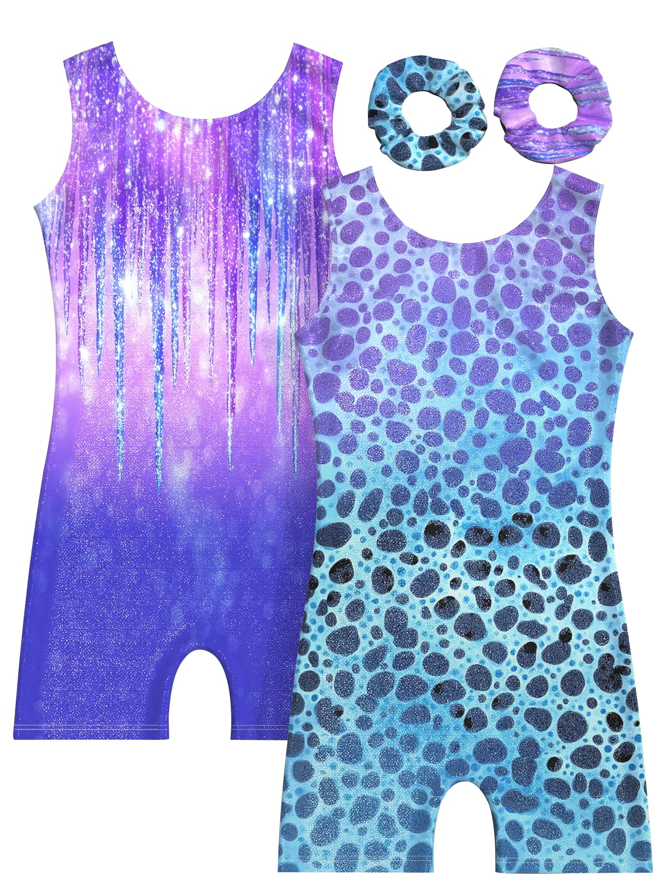 MOLLDAN Gymnastics Leotard for Girls Dance Biketard Unitards 2 Pack Tumbling Outfits for Kids