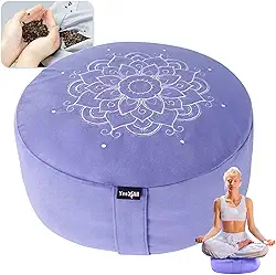 Yes4All Almofada de meditação, almofada de espuma Zafu de trigo sarraceno, almofadas de almofada de meditação de ioga com padrão de mandala, almofadas de chão