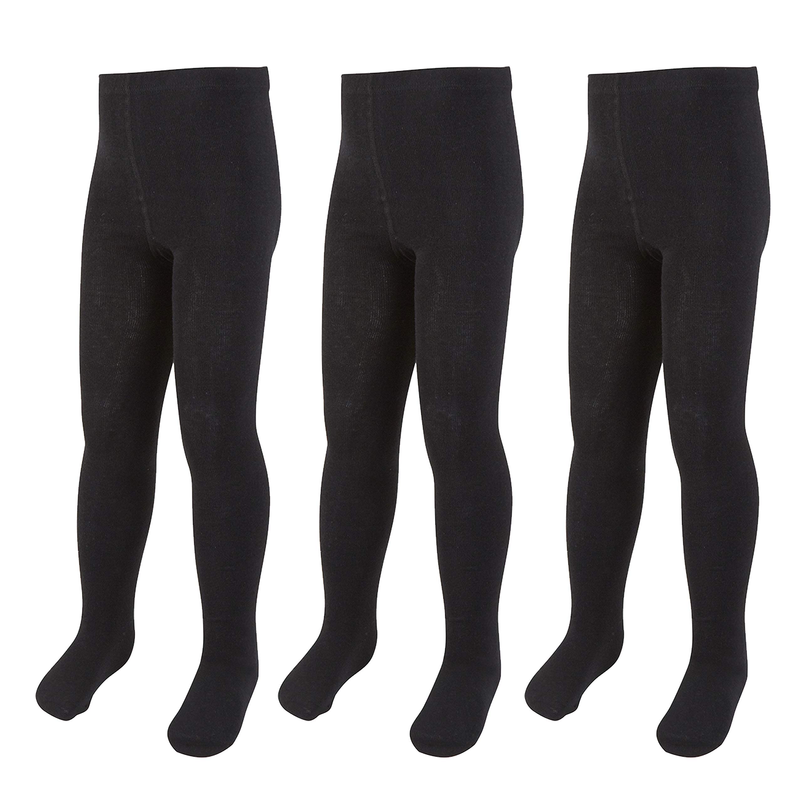 Metzuyan Girls Black - 3 Pairs 3 Pairs Cottton Rich Back To School Plain Tights Black 13 Years