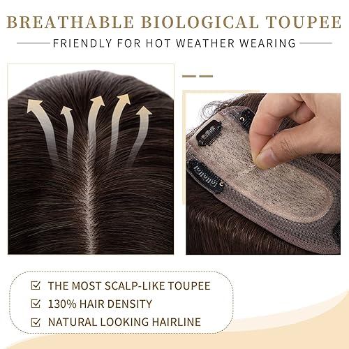 Miniatura 71 de Hairro 100% Real Human Hair Toppers for Women No Bang, Clip in Real Hairpieces, Breathable Silk Base for Covering Greyish Thinning Hair Loss on Top