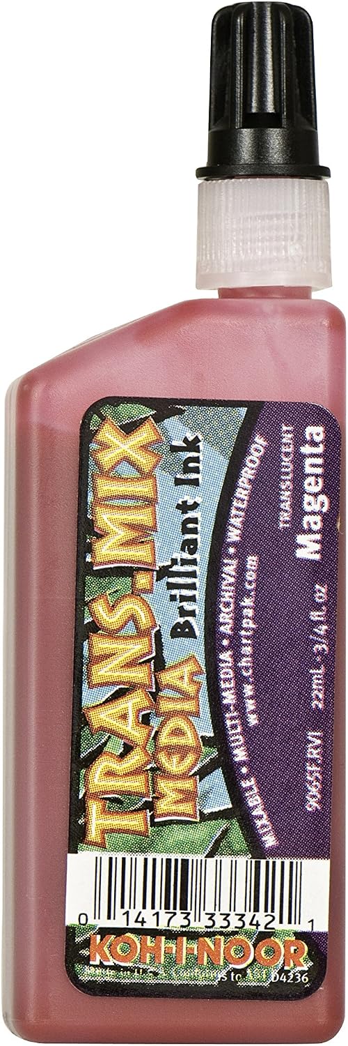 Koh-I-Noor Translucent Mix Media Pigment-Based Drawing Ink, 0.75 Oz. Bottle, Magenta (9065F.MAG)