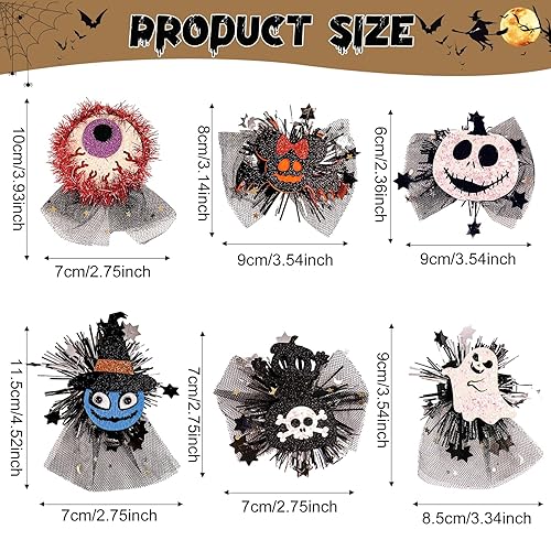 Miniatura 2 de 12 pinzas para el cabello de dibujos animados de Halloween, calabaza, fantasma, murciélago, bruja, sombrero de calavera, pasadores, pinzas de