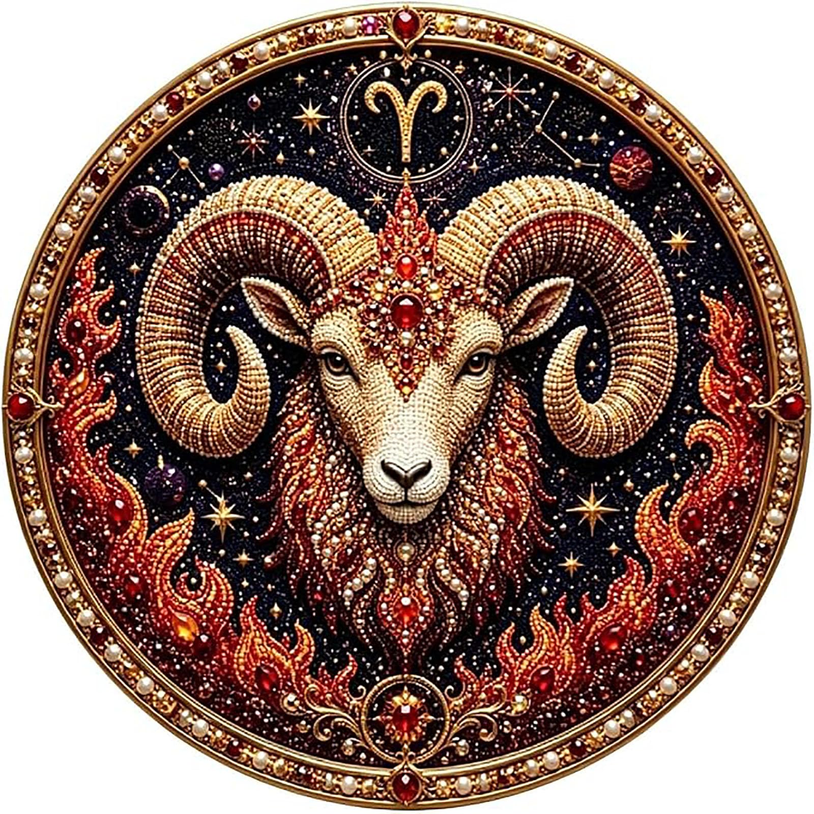 WEIWOGU 12 Zodiac Signs Pearl Art Kit, Astrology Diamond Painting (#D)