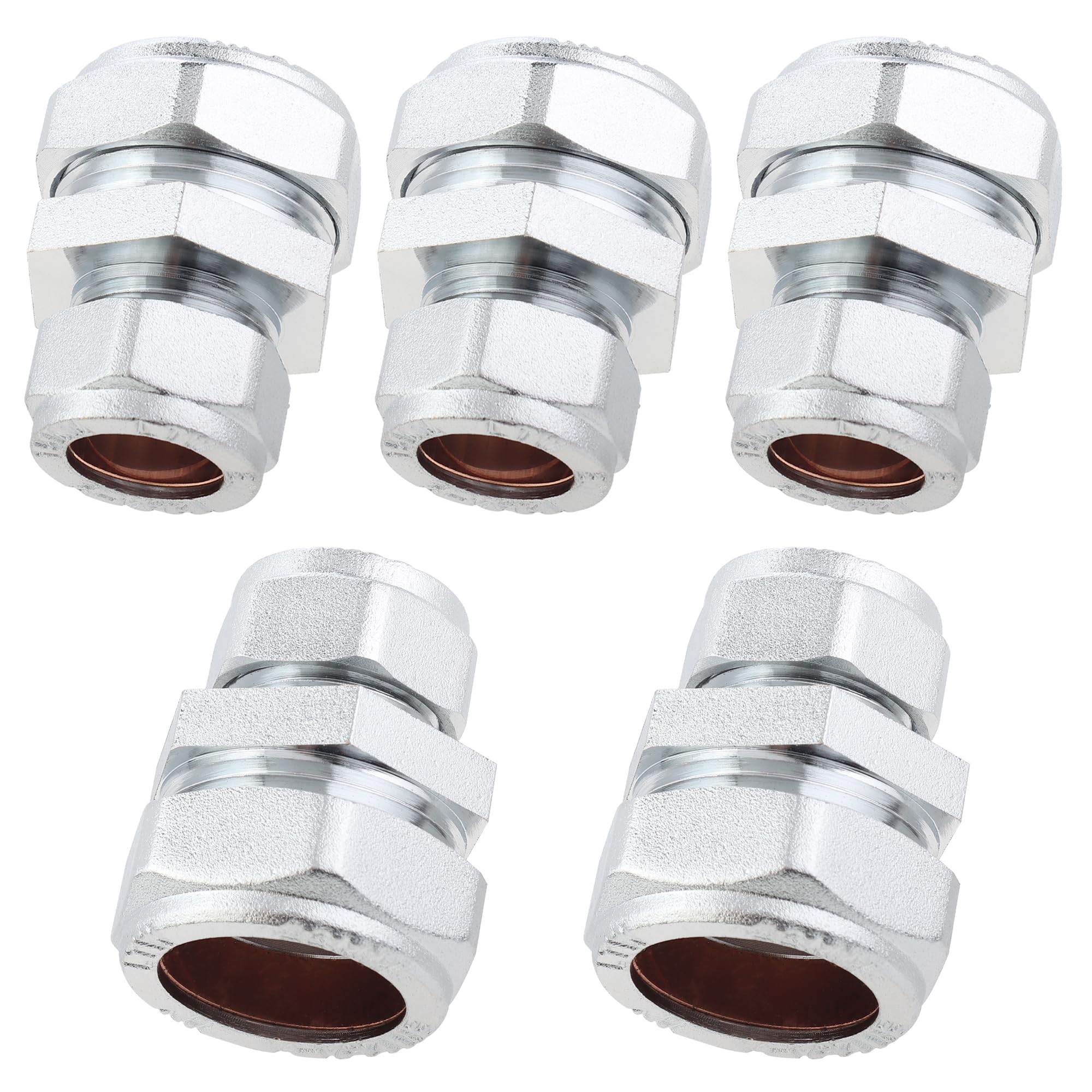 Ltwfitting Chrome Plated 22Mm Od X 15Mm Od Compression Reducing Union, Brass Compression Fitting(Pack Of 5)
