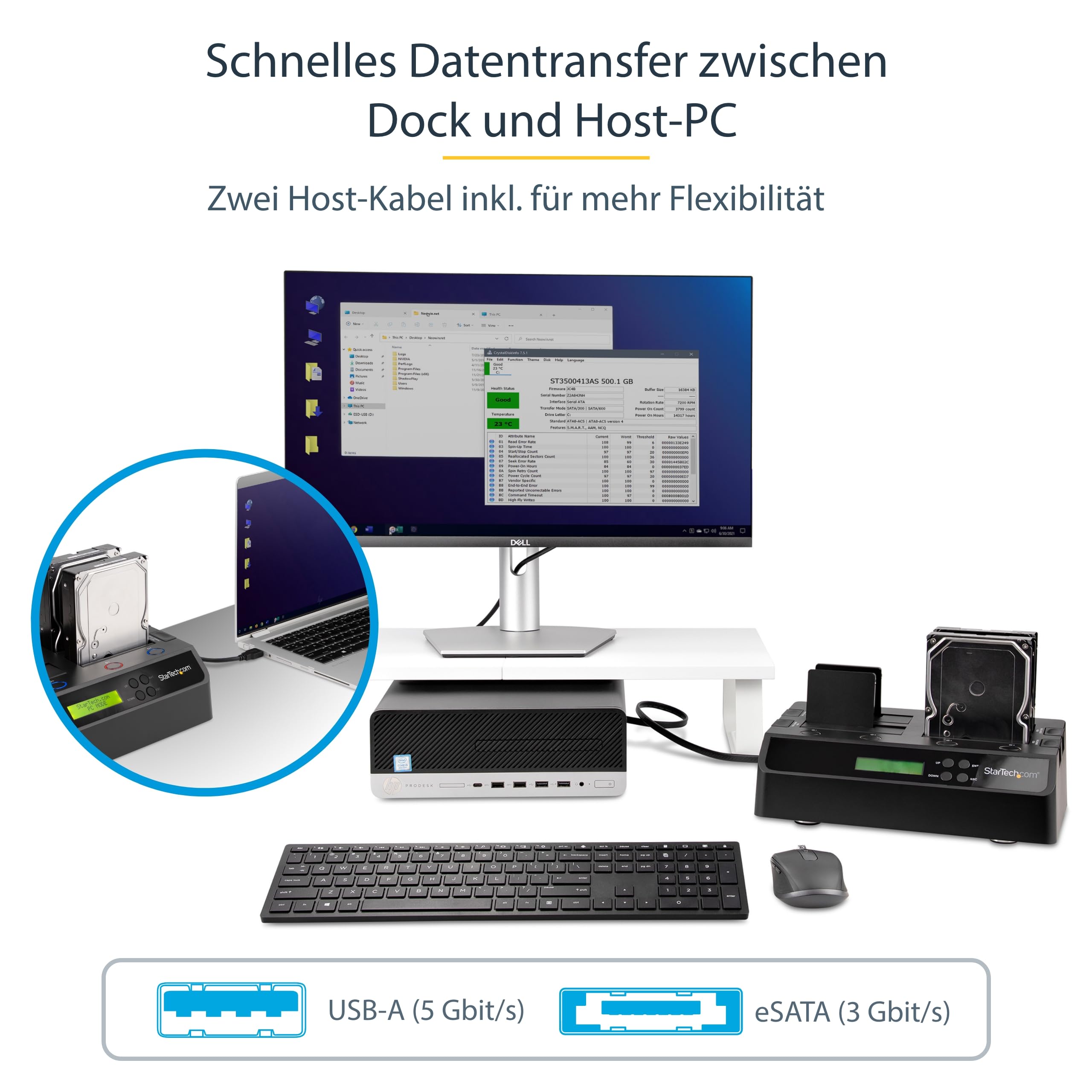 StarTech 4 Bay Festplatten Kopierstation USB 3.0 / eSATA auf SATA - HDD 1:3 Duplikator - Standalone Festplattenkloner