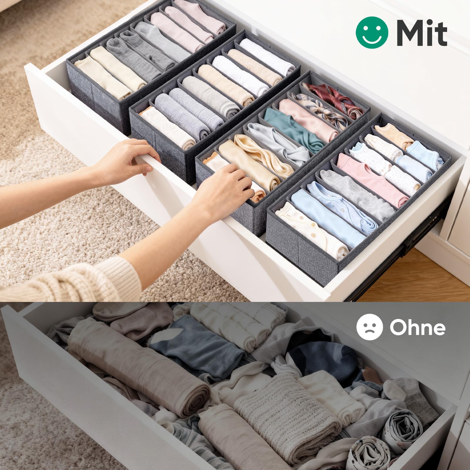 Sekey Schubladen Organizer, Schubladenbox für Kleiderschrank